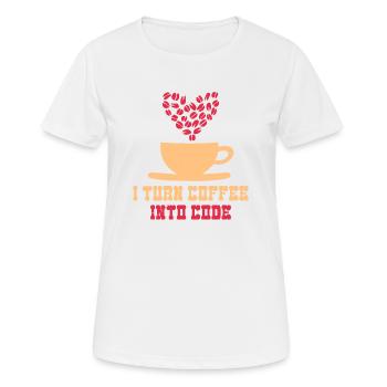 JE TRANSFORME LE CAFÉ EN CODE DRÔLE - T-shirt respirant Femme - blanc - Devant - AI Model Female 172 dark (172cm)