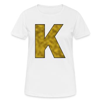 Buchstabe K Gold - Frauen T-Shirt atmungsaktiv - Weiß - Vorne - AI Model Female 172 dark (172cm)