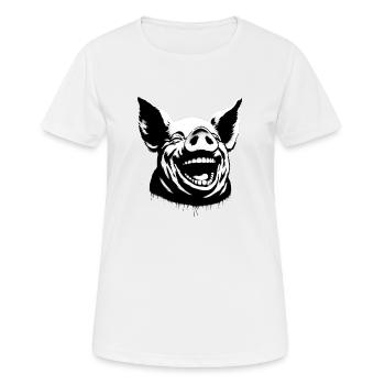 Lachendes Schwein - Frauen T-Shirt atmungsaktiv - Weiß - Vorne - AI Model Female 172 dark (172cm)