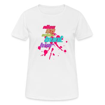 alles bunt - Frauen T-Shirt atmungsaktiv - Weiß - Vorne - AI Model Female 172 dark (172cm)