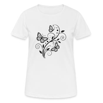 Ornement Papillon - T-shirt respirant Femme - blanc - Devant - AI Model Female 172 dark (172cm)