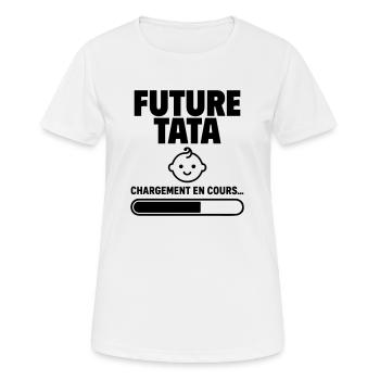 Annonce grossesse Future tata Bientôt tante Humour - T-shirt respirant Femme - blanc - Devant - AI Model Female 172 dark (172cm)