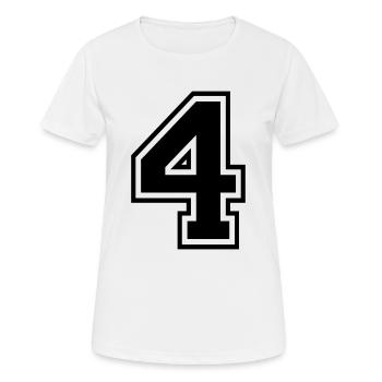 Nummer 4 - Frauen T-Shirt atmungsaktiv - Weiß - Vorne - AI Model Female 172 dark (172cm)