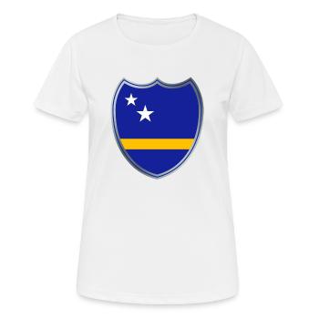 Curacao (Wappen) - Frauen T-Shirt atmungsaktiv - Weiß - Vorne - AI Model Female 172 dark (172cm)