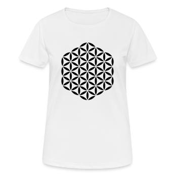 flower_of_life_stamp_hexagon_5x5 - Frauen T-Shirt atmungsaktiv - Weiß - Vorne - AI Model Female 172 dark (172cm)