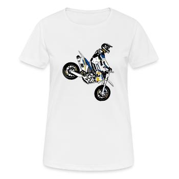 Supermoto - Frauen T-Shirt atmungsaktiv - Weiß - Vorne - AI Model Female 172 dark (172cm)