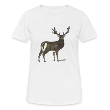 Cerf élaphe - T-shirt respirant Femme - blanc - Devant - AI Model Female 172 dark (172cm)