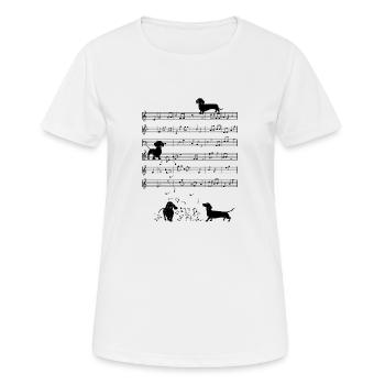 Hunde Musik Hund Dackel Noten Instrument Geschenk - Frauen T-Shirt atmungsaktiv - Weiß - Vorne - AI Model Female 172 dark (172cm)