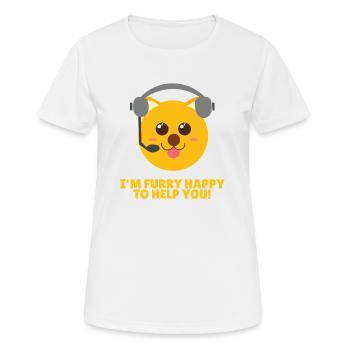 Furry Customer Service Dog is furry happy to serve - Women's Breathable T-Shirt - white - Front - AI Model Female 172 dark (172cm)