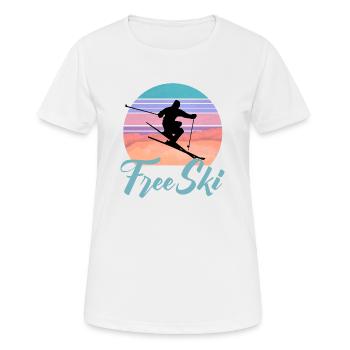 Free Ski, Wintersport, Skifahren, Slalomfahren, Sk - Frauen T-Shirt atmungsaktiv - Weiß - Vorne - AI Model Female 172 dark (172cm)