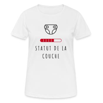 Statut de la couche / humour bébé - T-shirt respirant Femme - blanc - Devant - AI Model Female 172 dark (172cm)