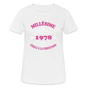 Femme Millésime 1978 Cadeau Anniversaire Humour - T-shirt respirant Femme - blanc - Devant - AI Model Female 172 dark (172cm)