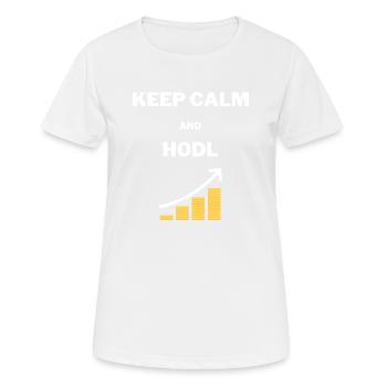 KEEP CALM HODL - T-shirt respirant Femme - blanc - Devant - AI Model Female 172 dark (172cm)