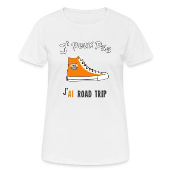 J'peux pas, j'ai road trip - T-shirt respirant Femme - blanc - Devant - AI Model Female 172 dark (172cm)