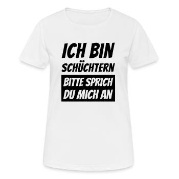 ICH BIN SCHÜCHTERN - Single Solo Flirt Dating - Frauen T-Shirt atmungsaktiv - Weiß - Vorne - AI Model Female 172 dark (172cm)