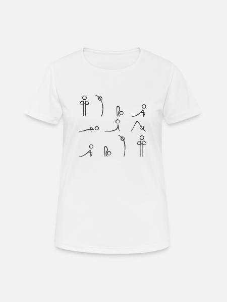 Sonnengruß, Sonnengruss, Yoga (für helle Farben) - Frauen T-Shirt atmungsaktiv - Weiß