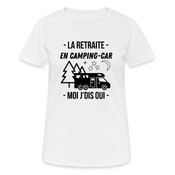 Humour Cadeau Retraite Camping car - T-shirt respirant Femme - blanc - Devant - AI Model Female 172 dark (172cm)