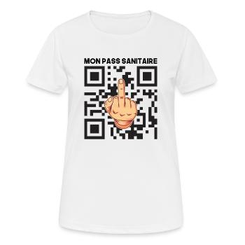 Mon pass sanitaire anti vaccin humour covid - T-shirt respirant Femme - blanc - Devant - AI Model Female 172 dark (172cm)