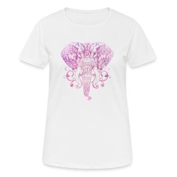 MANDALA ÉLÉPHANT GANESHA BOUDDHISME - T-shirt respirant Femme - blanc - Devant - AI Model Female 172 dark (172cm)