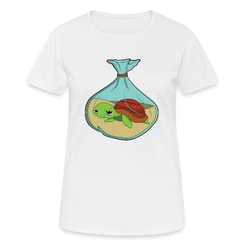 Turtle Climate Change Pollution - Women's Breathable T-Shirt - white - Front - AI Model Female 172 dark (172cm)