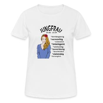 Sternzeichen Jungfrau - Frauen T-Shirt atmungsaktiv - Weiß - Vorne - AI Model Female 172 dark (172cm)