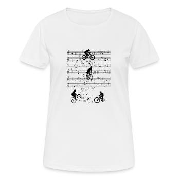 Mountainbike Hund Musik Noten Geschenk - Frauen T-Shirt atmungsaktiv - Weiß - Vorne - AI Model Female 172 dark (172cm)