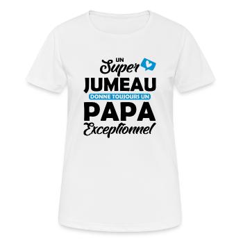 super jumeau - papa exceptionnel - T-shirt respirant Femme - blanc - Devant - AI Model Female 172 dark (172cm)