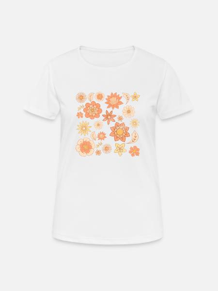 Süßes Retro-Blumenmuster - Frauen T-Shirt atmungsaktiv - Weiß