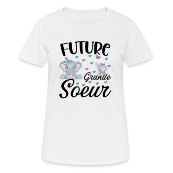 Enfant future grande soeur annonce grossesse - T-shirt respirant Femme - blanc - Devant - AI Model Female 172 dark (172cm)
