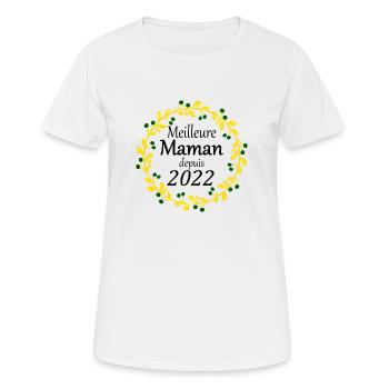 Meilleure Maman depuis 2022 - T-shirt respirant Femme - blanc - Devant - AI Model Female 172 dark (172cm)