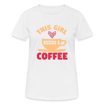DIESES MÄDCHEN BRAUCHT EINEN KAFFEE - Frauen T-Shirt atmungsaktiv - Weiß - Vorne - AI Model Female 172 dark (172cm)