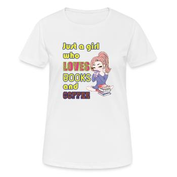 Nur ein Mädchen, das Bücher und Kaffee liebt. - Frauen T-Shirt atmungsaktiv - Weiß - Vorne - AI Model Female 172 dark (172cm)