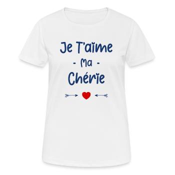 Je t'aime ma Chérie - T-shirt respirant Femme - blanc - Devant - AI Model Female 172 dark (172cm)