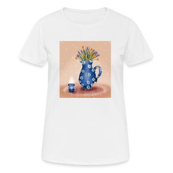 Flower Tea - Women's Breathable T-Shirt - white - Front - AI Model Female 172 dark (172cm)