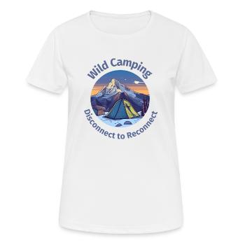 Wildcampen Trennen Sie sich, um die Verbindung wiederherzustellen - Frauen T-Shirt atmungsaktiv - Weiß - Vorne - AI Model Female 172 dark (172cm)