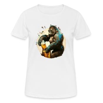 Gorille forte robinette de la bière - T-shirt respirant Femme - blanc - Devant - AI Model Female 172 dark (172cm)
