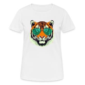 Tim the Tiger with Glasses - Women's Breathable T-Shirt - white - Front - AI Model Female 172 dark (172cm)