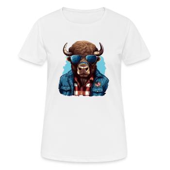 Street style American bison - Women's Breathable T-Shirt - white - Front - AI Model Female 172 dark (172cm)