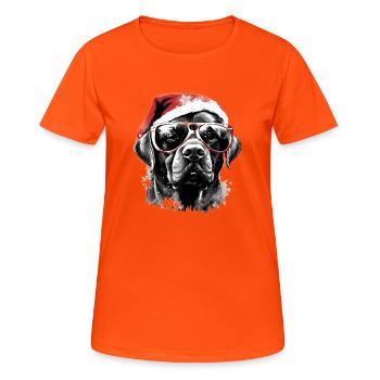 Magical Labrador Christmas dog in the snow - Women's Breathable T-Shirt - neon orange - Front - AI Model Female 172 dark (172cm)