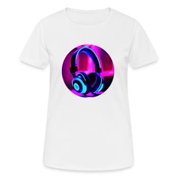Casque audio Néon - T-shirt respirant Femme - blanc - Devant - AI Model Female 172 dark (172cm)