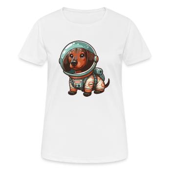 Cute dachshund in astronaut suit, outer space - Women's Breathable T-Shirt - white - Front - AI Model Female 172 dark (172cm)