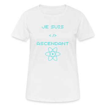 cadeau pour développeur react - T-shirt respirant Femme - blanc - Devant - AI Model Female 172 dark (172cm)