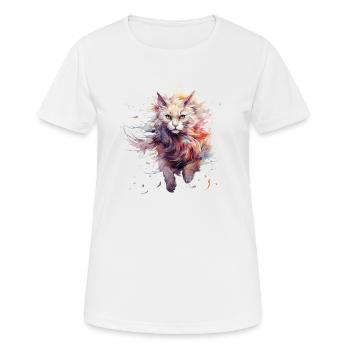 Furchtlose Katze - Frauen T-Shirt atmungsaktiv - Weiß - Vorne - AI Model Female 172 dark (172cm)