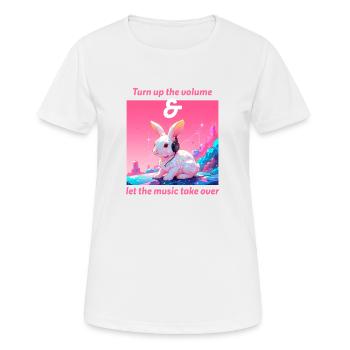 Drehen Sie die Lautstärke auf - Frauen T-Shirt atmungsaktiv - Weiß - Vorne - AI Model Female 172 dark (172cm)