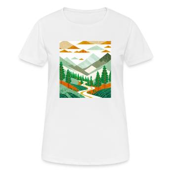 Dessin d’une forêt de montagne - T-shirt respirant Femme - blanc - Devant - AI Model Female 172 dark (172cm)