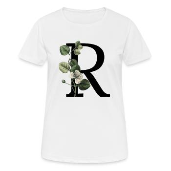Buchstabe R Grün Botanisch - Frauen T-Shirt atmungsaktiv - Weiß - Vorne - AI Model Female 172 dark (172cm)
