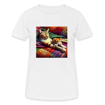 cat throw of tranquility - Women's Breathable T-Shirt - white - Front - AI Model Female 172 dark (172cm)