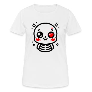 Squelette Œil en Cœur Rouge - T-shirt respirant Femme - blanc - Devant - AI Model Female 172 dark (172cm)