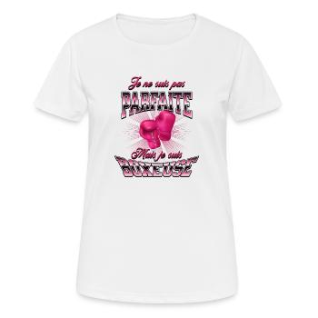 Boxe féminine, cadeau original pour boxeuse - T-shirt respirant Femme - blanc - Devant - AI Model Female 172 dark (172cm)
