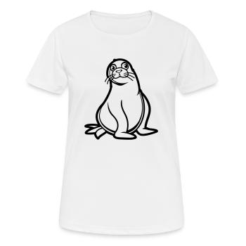 seehund comic - Frauen T-Shirt atmungsaktiv - Weiß - Vorne - AI Model Female 172 dark (172cm)